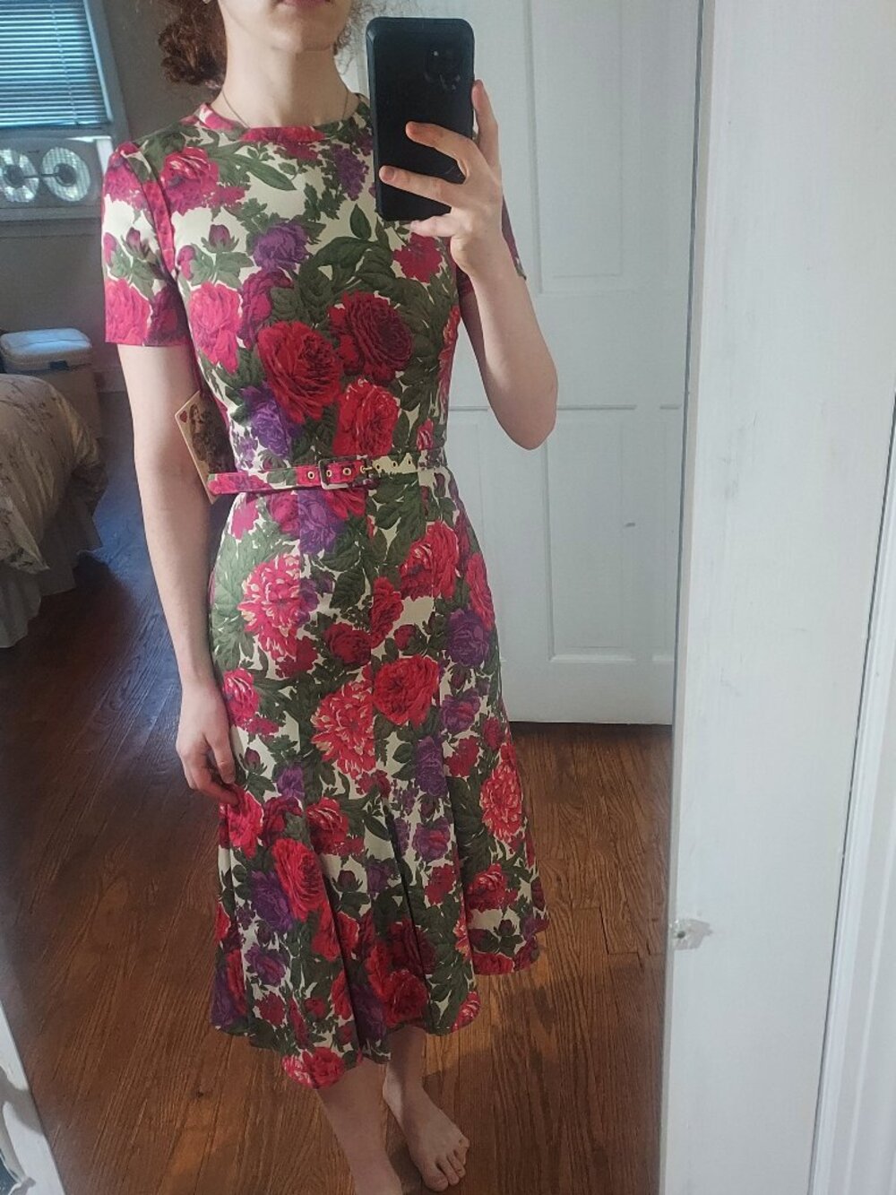 Lena Hoschek Kattie Floral Pink Purple Short Sleeve Dress